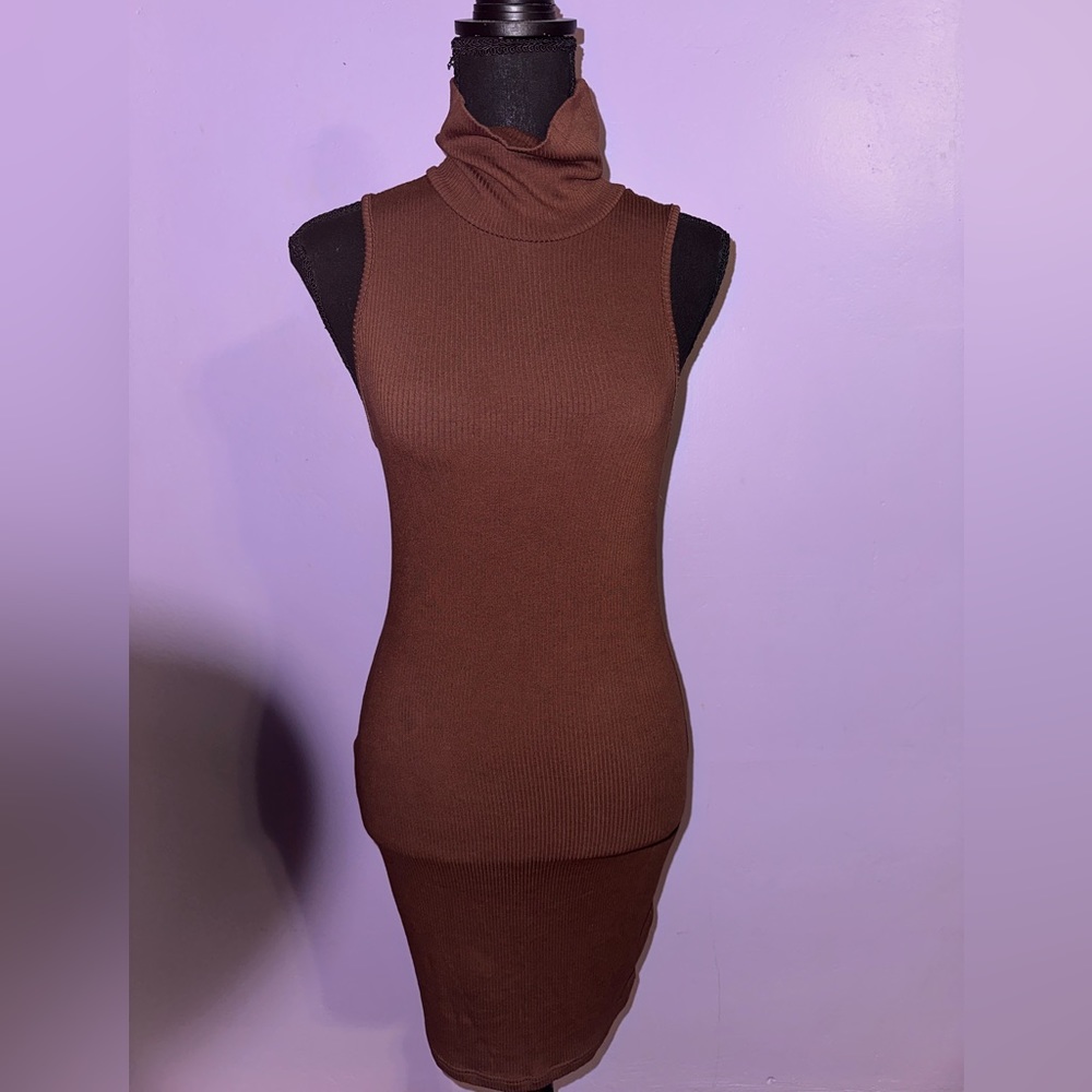 Brown Mock Neck Dress